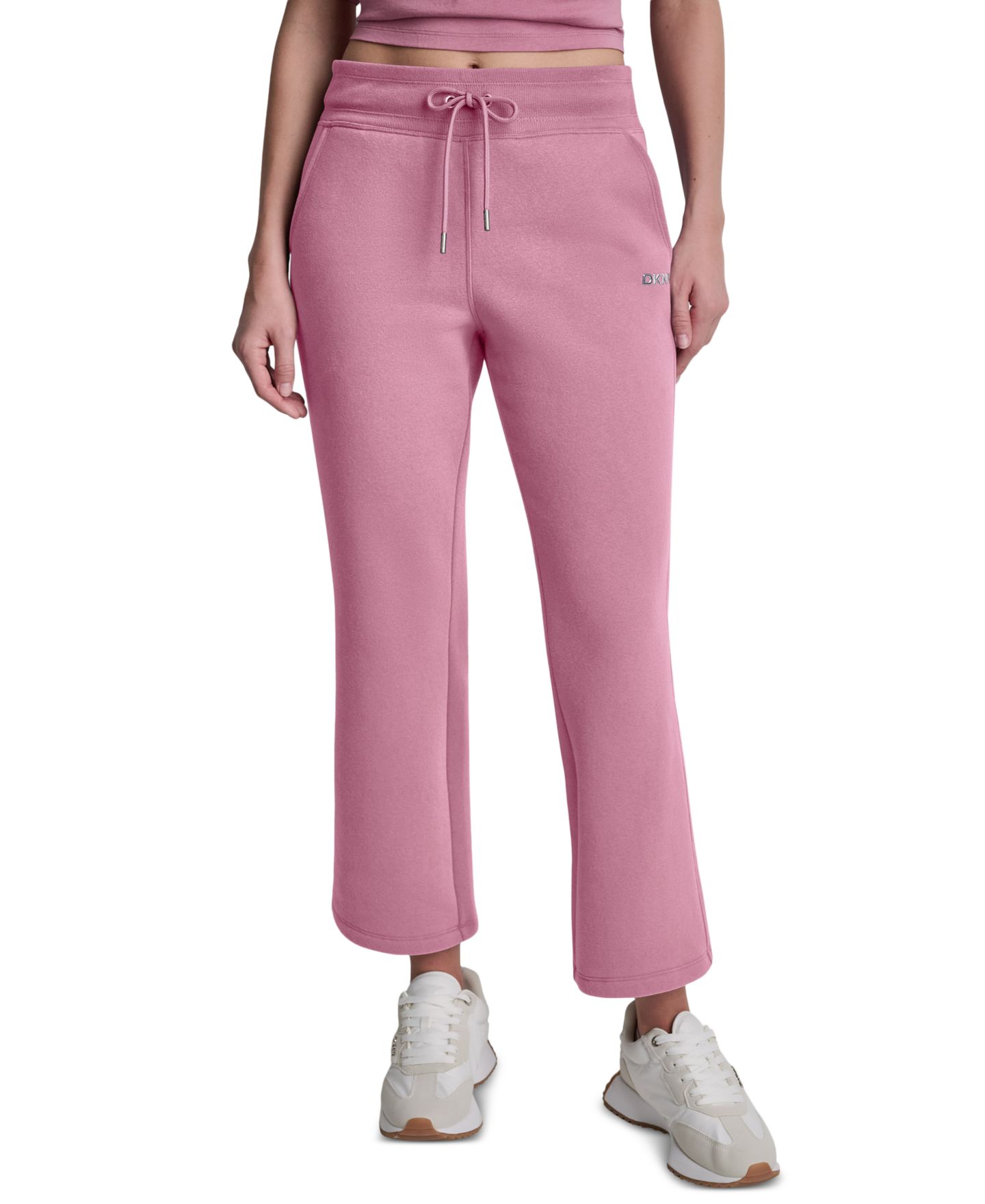 Женские брюки DKNY Sport Metallic Bubble Mid-Rise Crop Flare, цвет: Чёрный — фото 7
