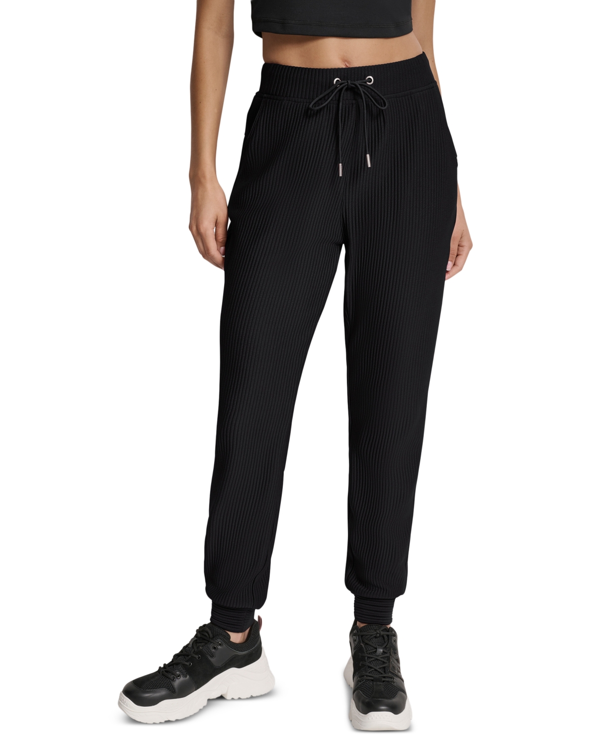 Dkny Women's Tech Ottoman Cuffed High Rise Joggers