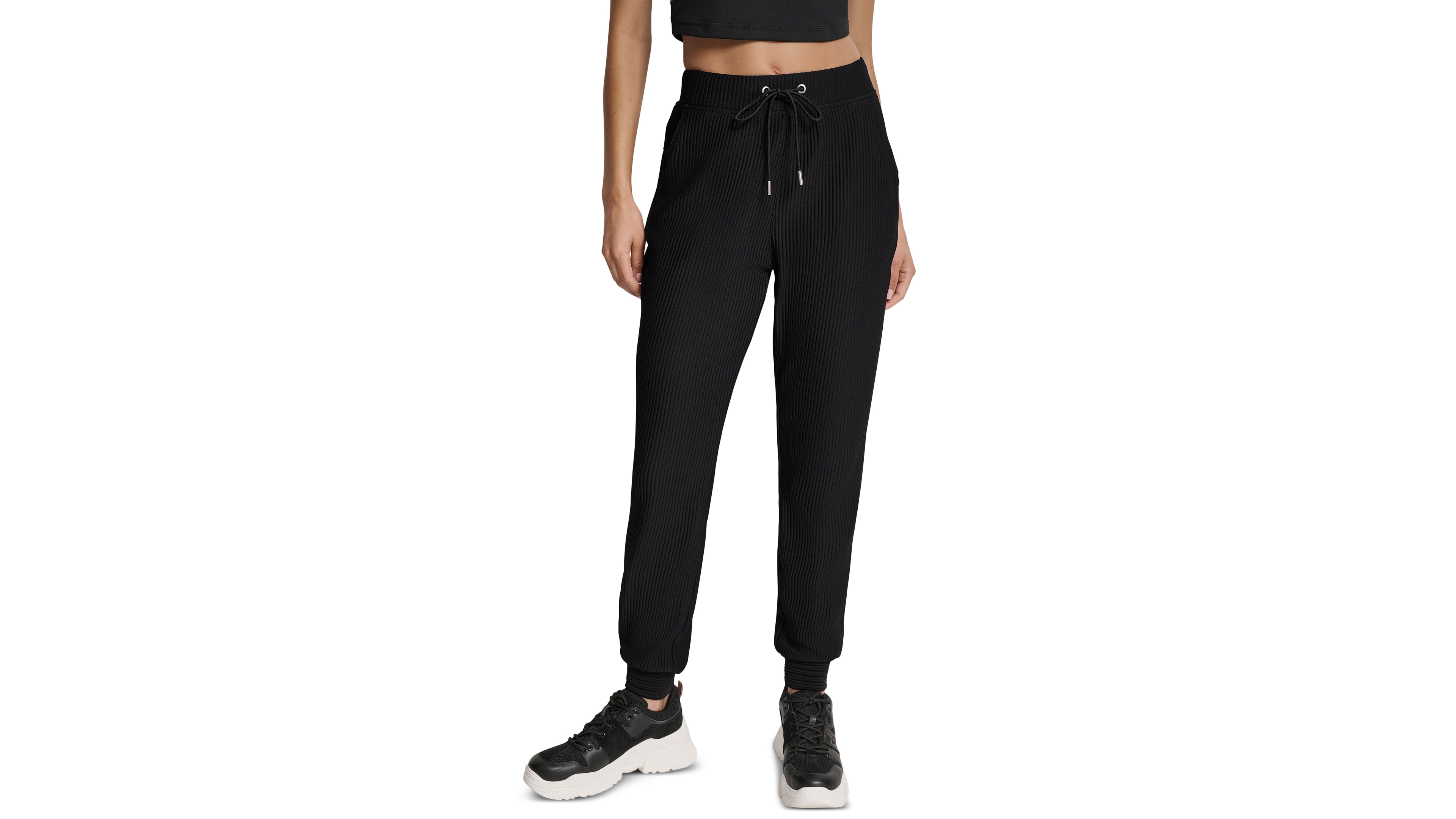 Dkny Women's Tech Ottoman Cuffed High Rise Joggers