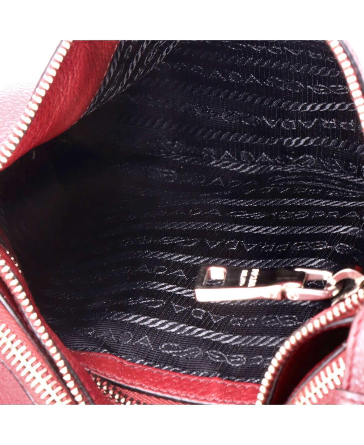 Pre-Owned Prada Small Double Zip Crossbody Bag Vitello Daino