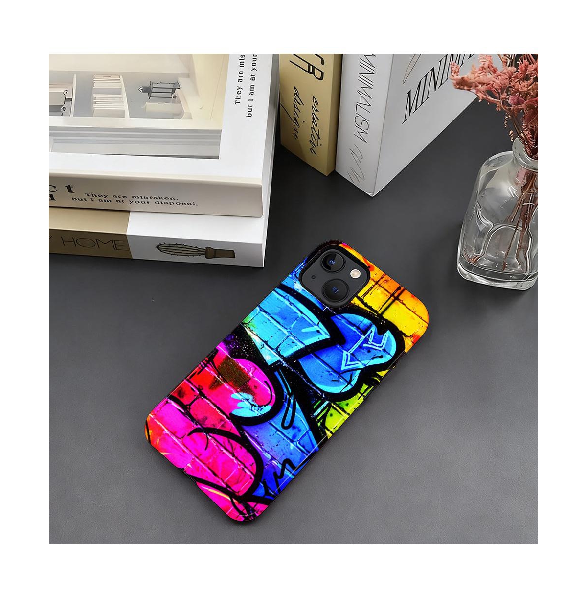 Lisen Graffiti Dreams Dual-Layer Raised Camera Ring Phone Case Compatible Apple iPhone 15 Pro Max