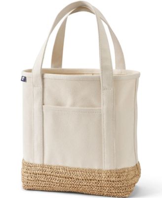 Medium Raffia Open Top Canvas Tote Bag