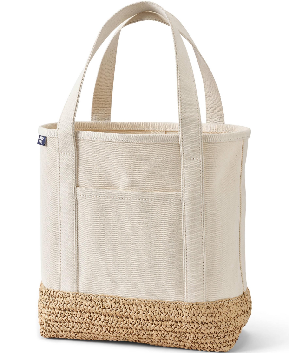 Lands' End Medium Raffia Open Top Canvas Tote Bag
