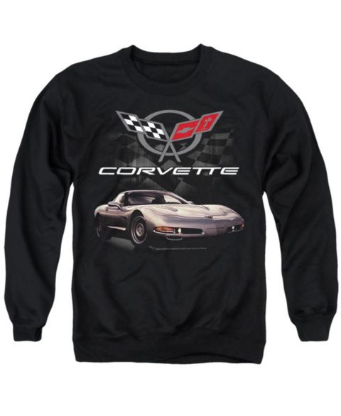 Мужская толстовка Corvette Checkered Past Graphic Long-Sleeve Classic-Fit Crewneck, цвет: Чёрный