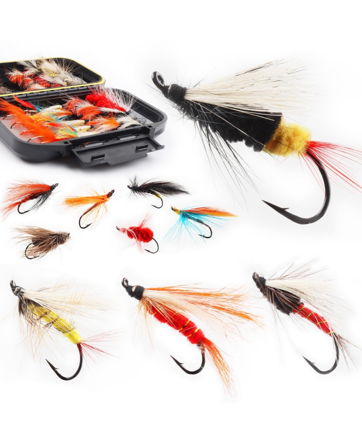 Piscifun Assortment Dry Tenkara Lure For Trout Salmon With Storage Box