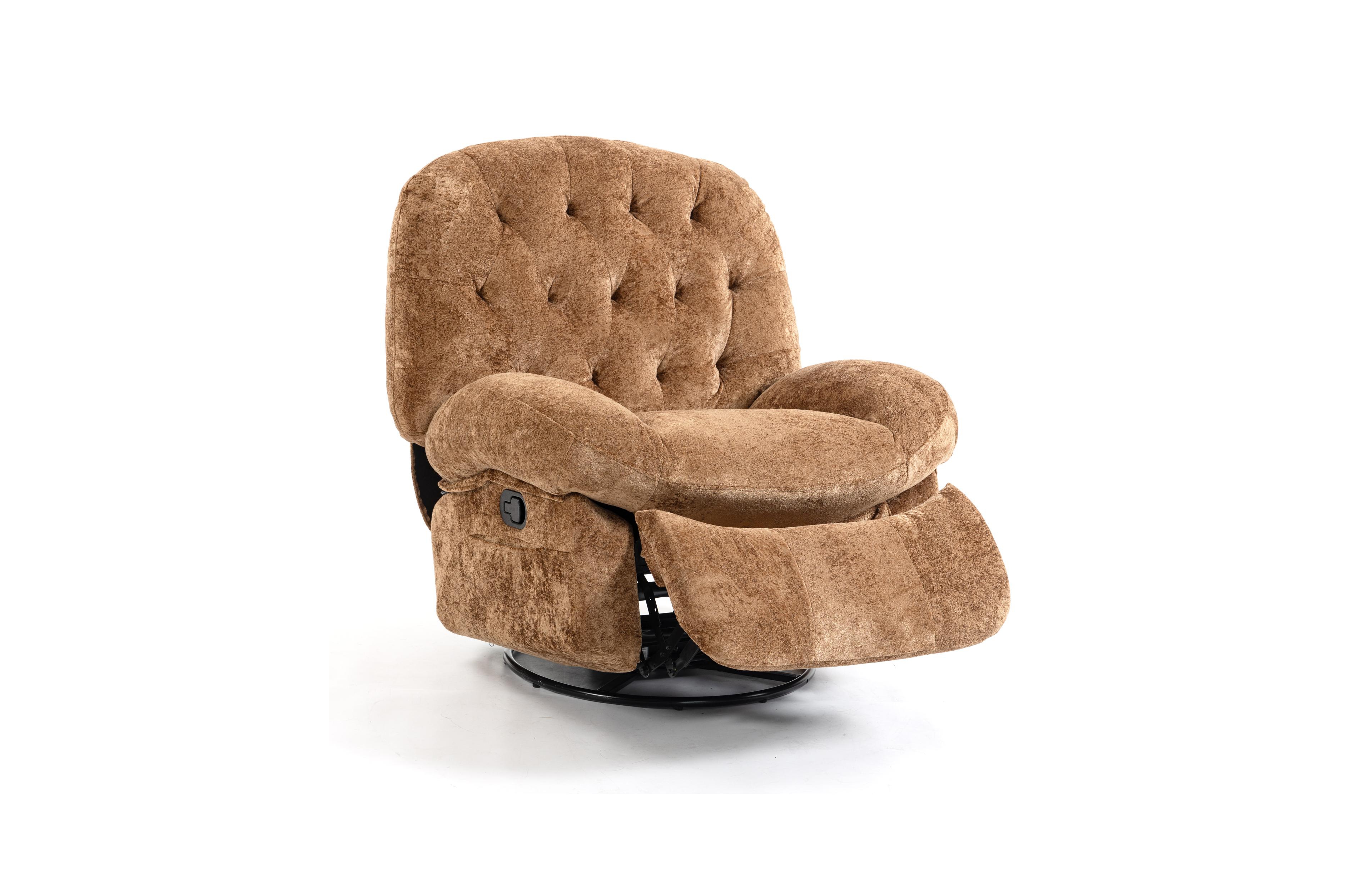 Dyhome Manual Recliner Chair with Swivel and Side Pocket, Chenille Upholstery Rocking for Living Room, Bedroom, Nursery