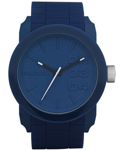 Diesel Men's Double Down Blue Silicone Strap Watch 46mm DZ1533