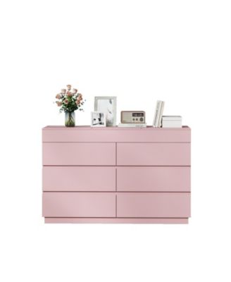 6-Drawer Dresser Cabinet with Mirror for Bedroom Storage