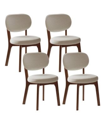 Solid Wood Chenille Dining Chairs, Set of 4