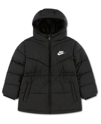 Girls' 4-16 Hooded Quilted Cinched-Waist Puffer Jacket