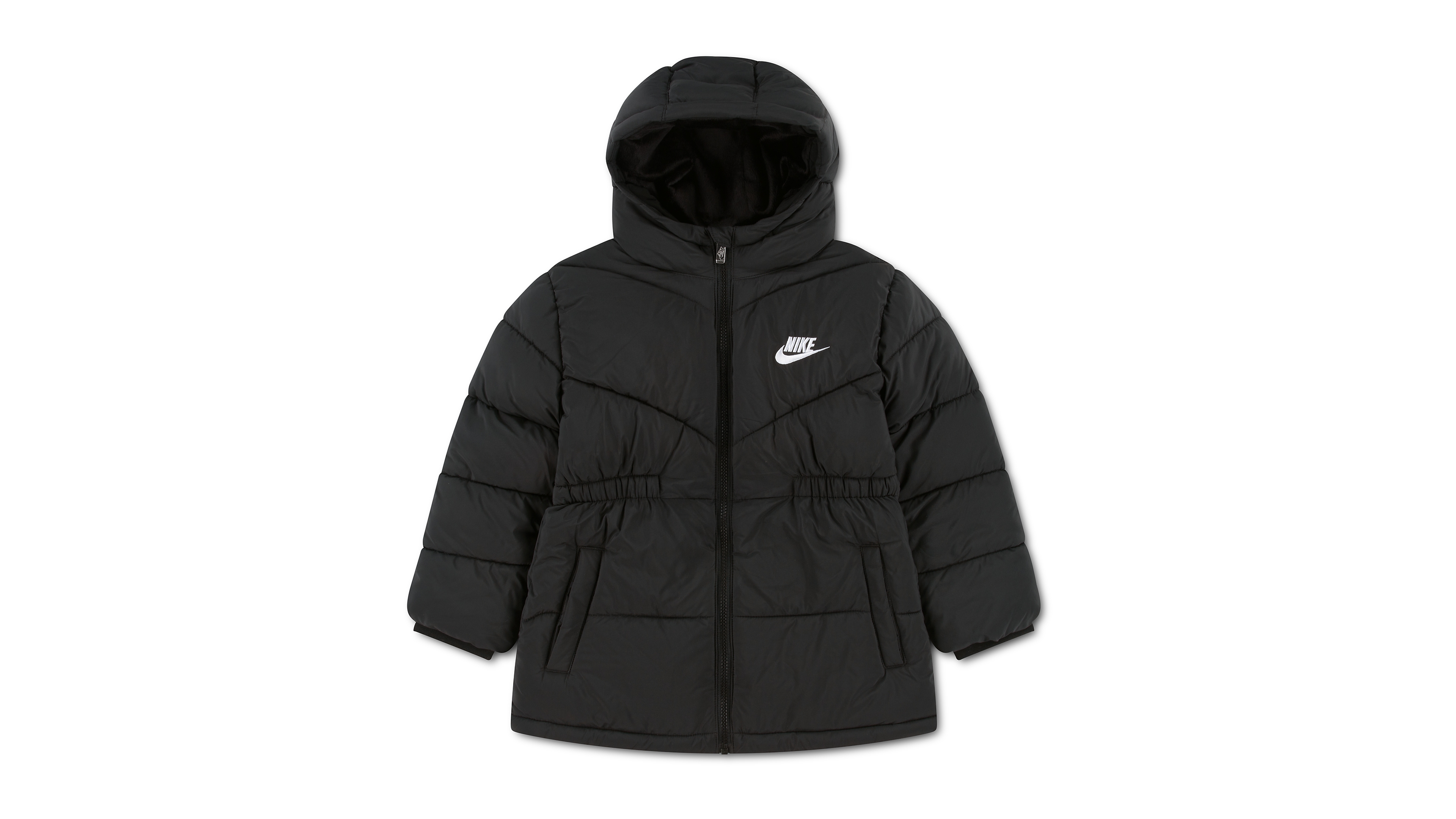 Nike Girls' 4-16 Hooded Quilted Cinched-Waist Puffer Jacket