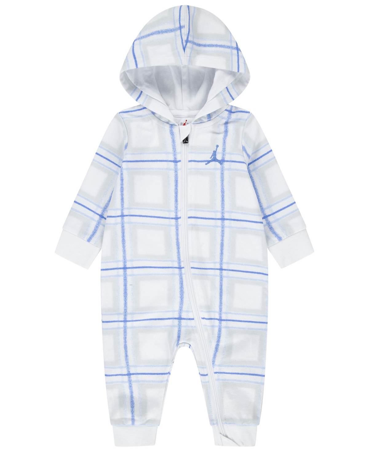 Jordan Baby Boys' Brooklyn Essentials Hooded Long-Sleeve Full-Zip Onesie - White
