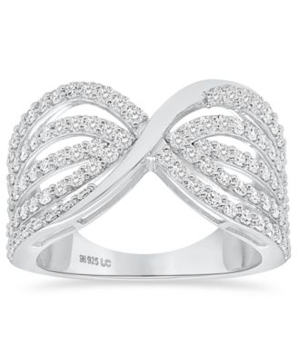 Lab-Grown Diamond Crisscross Multi-Row Ring (1 ct. t.w.) in Sterling Silver (Also in 14k Gold-Plated Sterling Silver)