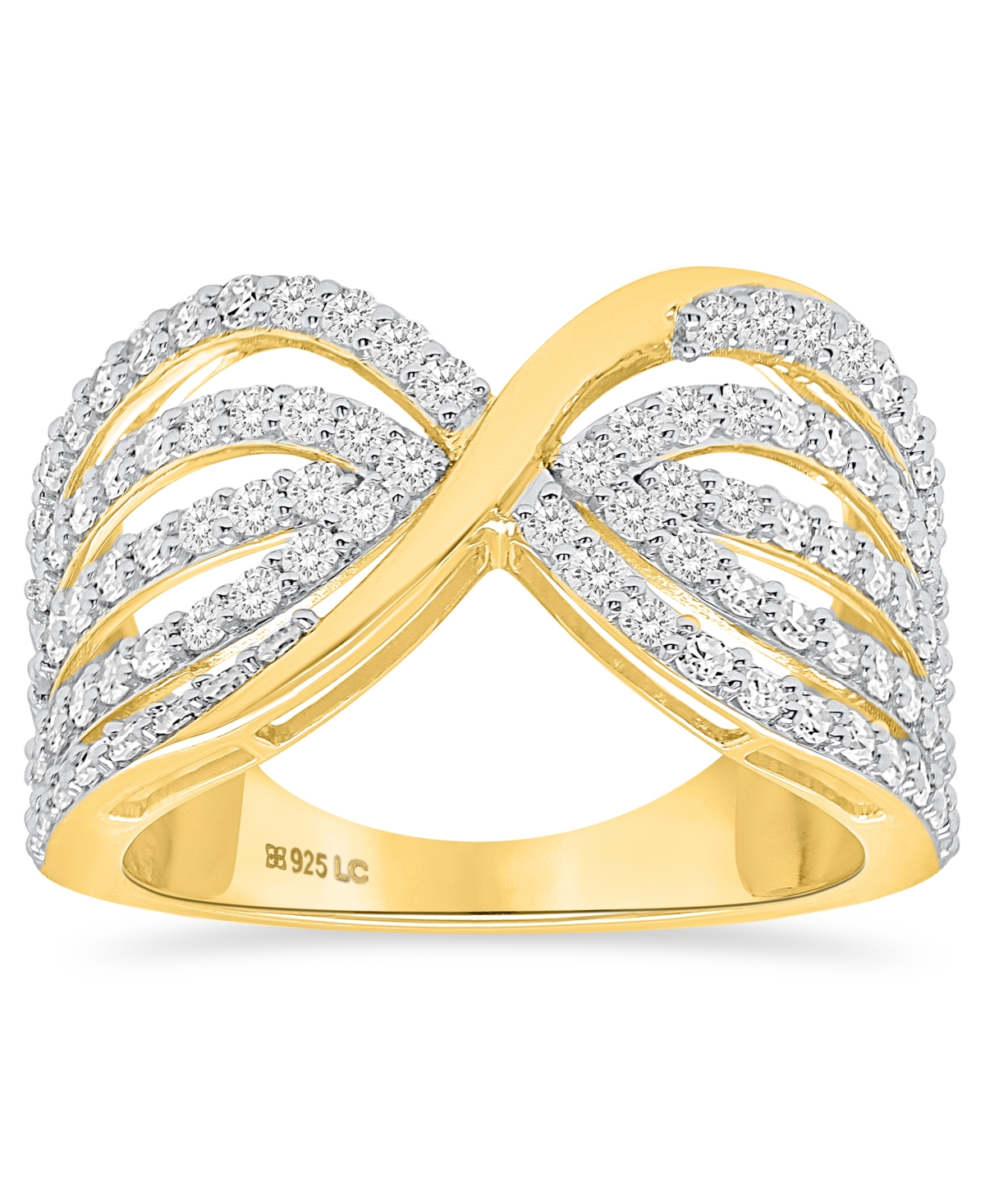 Forever Grown Diamonds Lab-Grown Diamond Crisscross Multi-Row Ring (1 ct. t.w.) Sterling Silver (Also 14k Gold-Plated Silver)