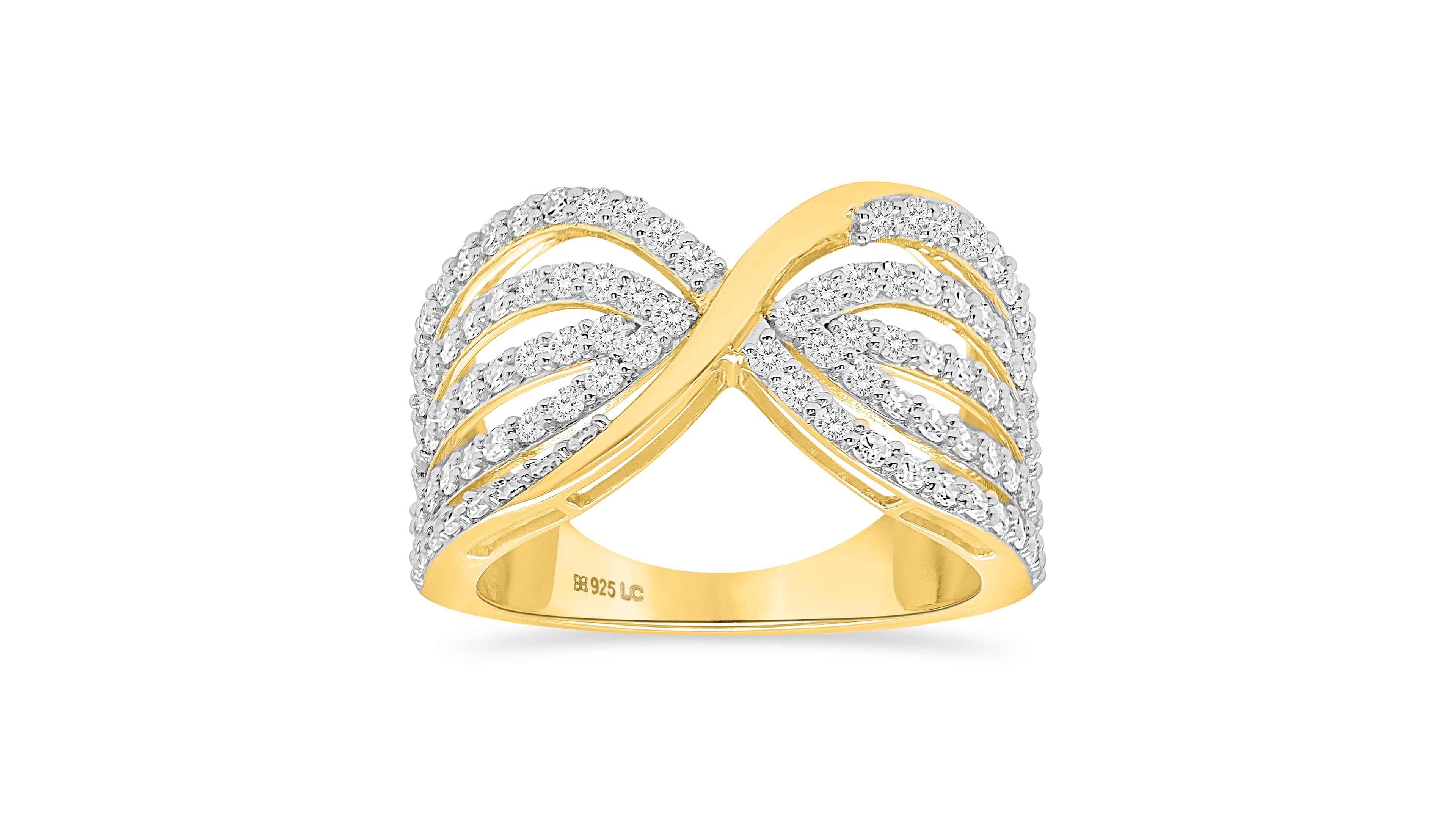 Forever Grown Diamonds Lab-Grown Diamond Crisscross Multi-Row Ring (1 ct. t.w.) Sterling Silver (Also 14k Gold-Plated Silver)