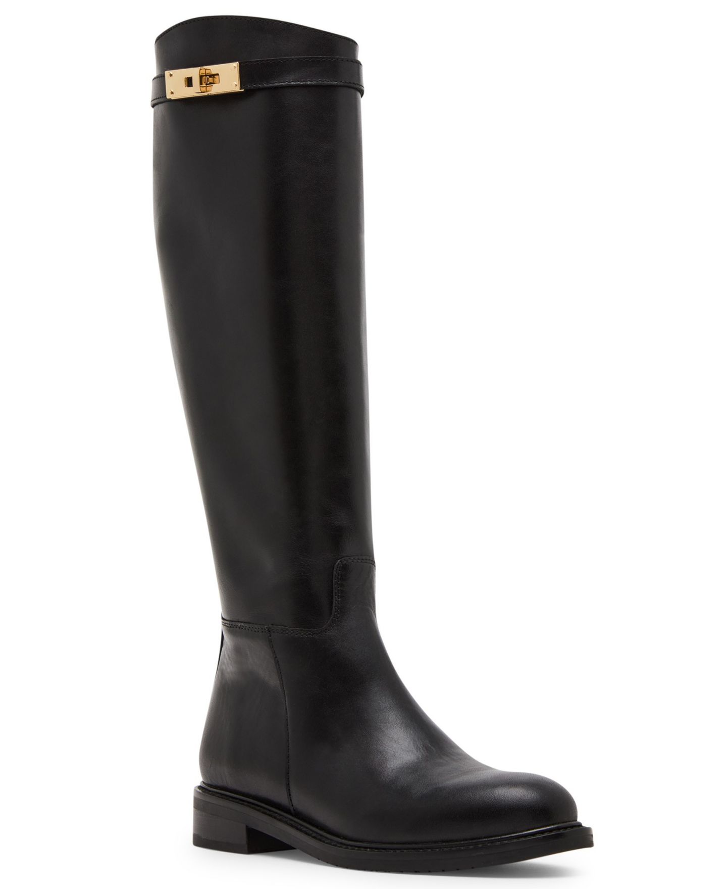 Женские кожаные сапоги для верховой езды Steve Madden Bexley до колена, цвет: Чёрный кожаный — фото 1