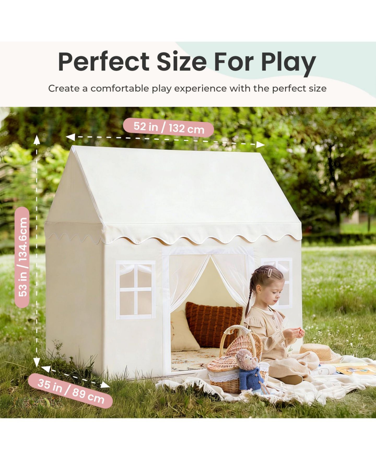 Детские игрушки Tiny Land Indoor Playhouse Tent with String Lights, 3-Piece, Ages 3+ — фото 7
