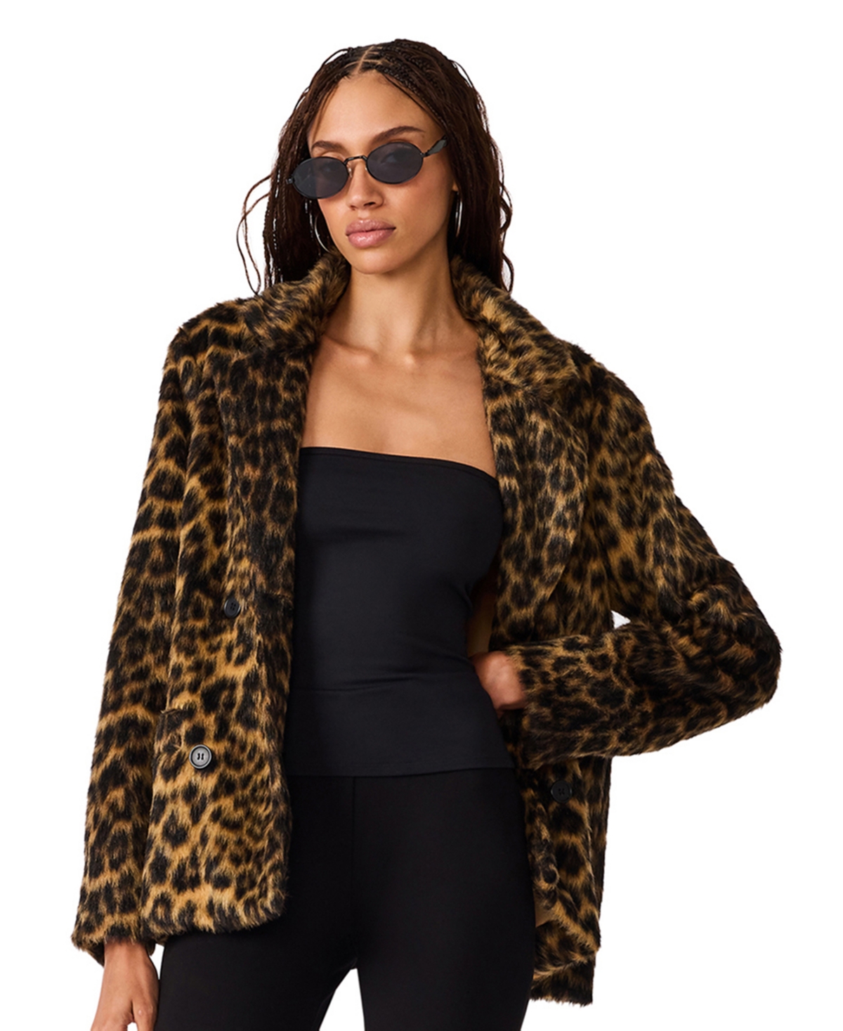 Steve Madden Women's Madley Leopard-Print Faux Fur Jacket