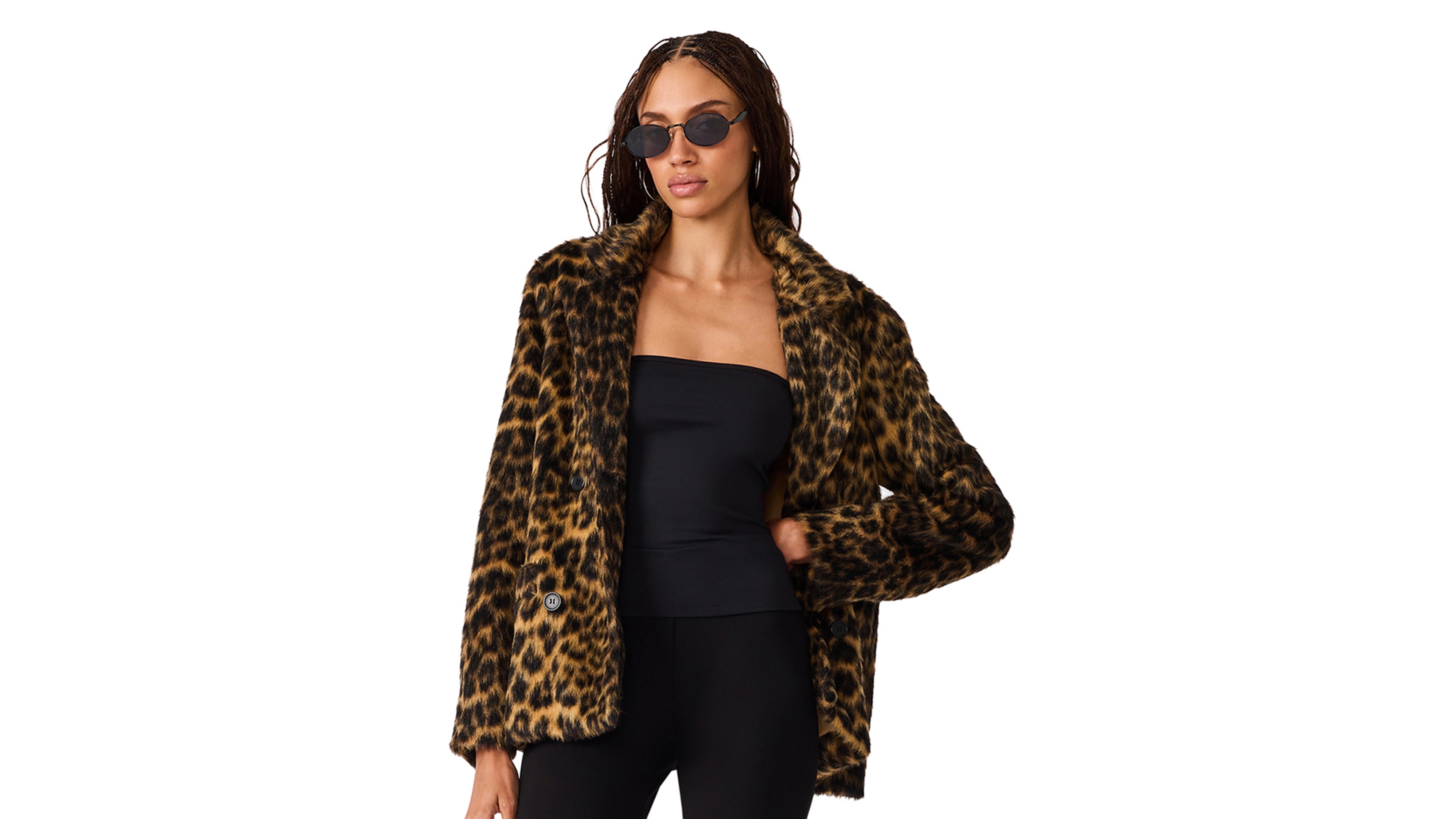 Steve Madden Women's Madley Leopard-Print Faux Fur Jacket