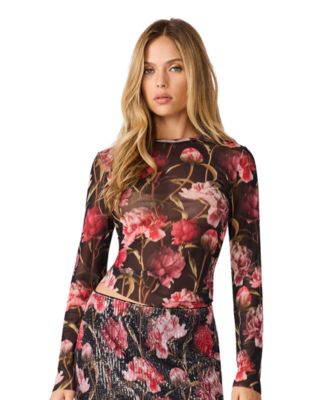 Women's Sandy Sheer Mesh Floral T-Shirt