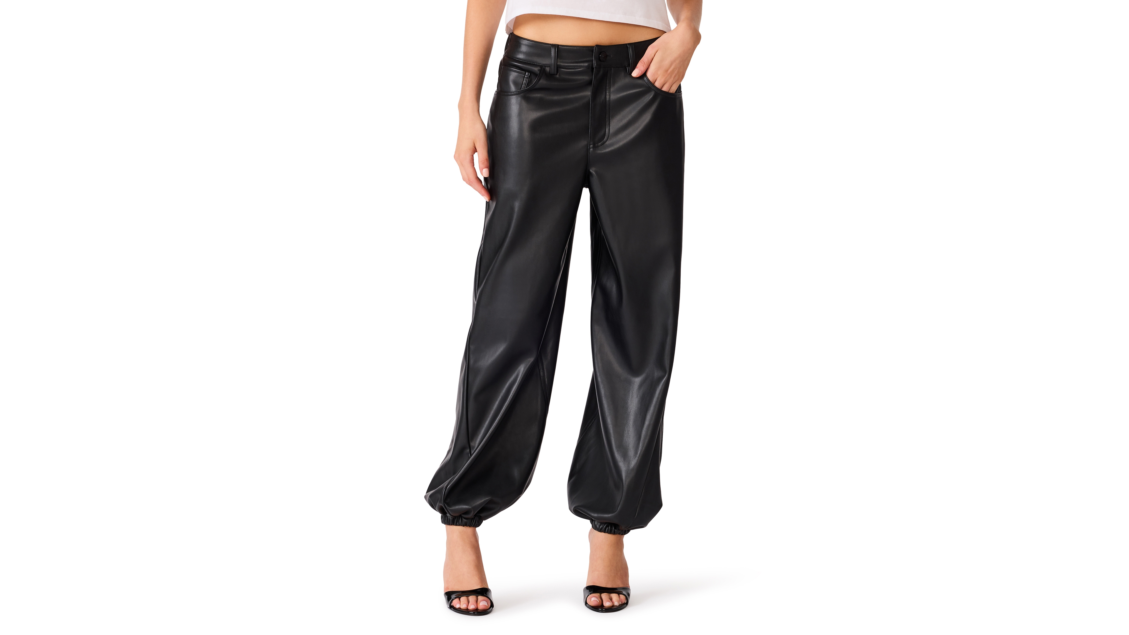 Steve Madden Women's Soho High-Waist Balloon Polyurethane Pants