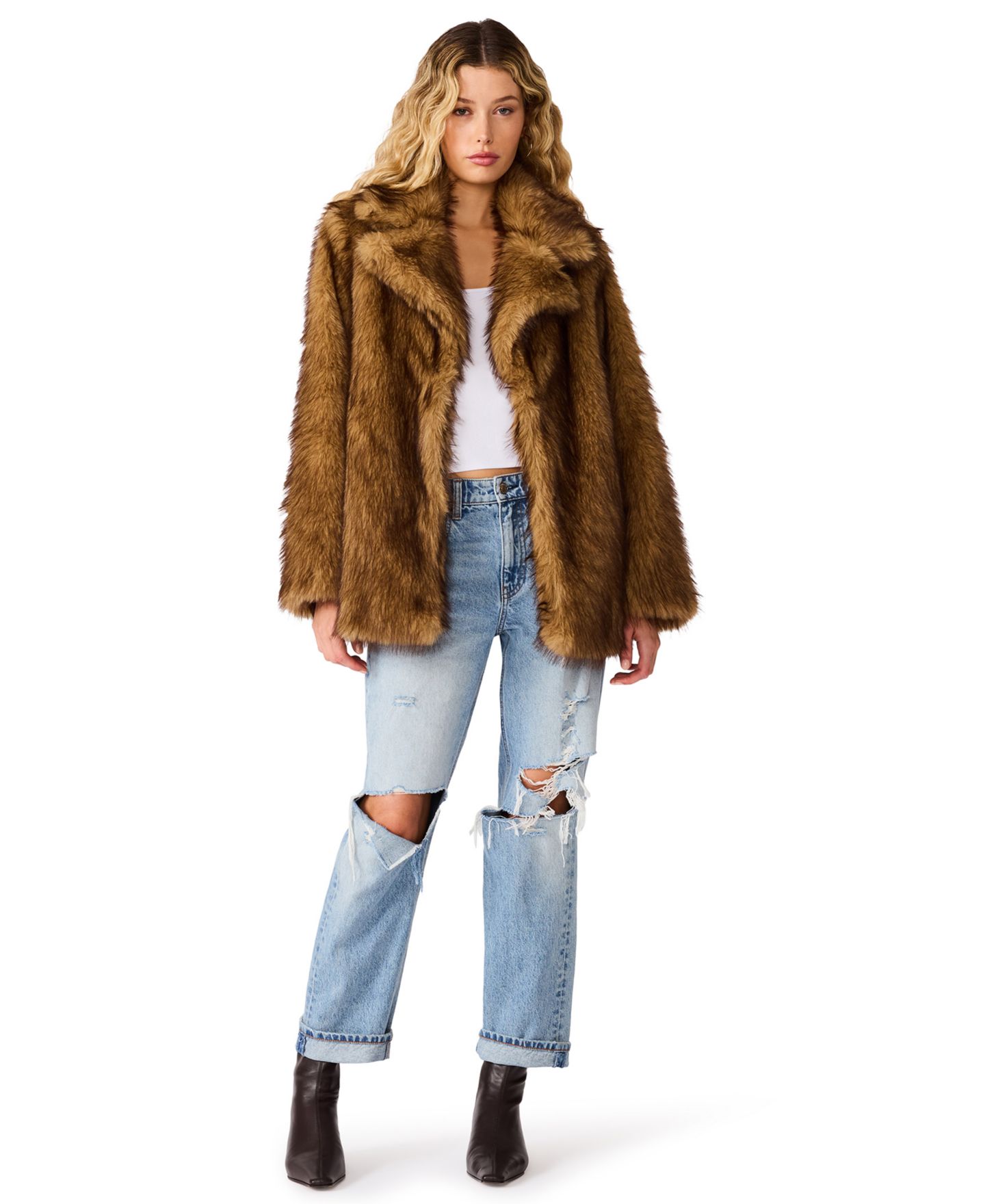 Женское утеплённое пальто Steve Madden Kindra из искусственного меха, цвет: Antelope — фото 2