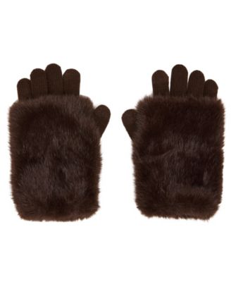 Faux-Fur-Cuff Cozy Knit Gloves