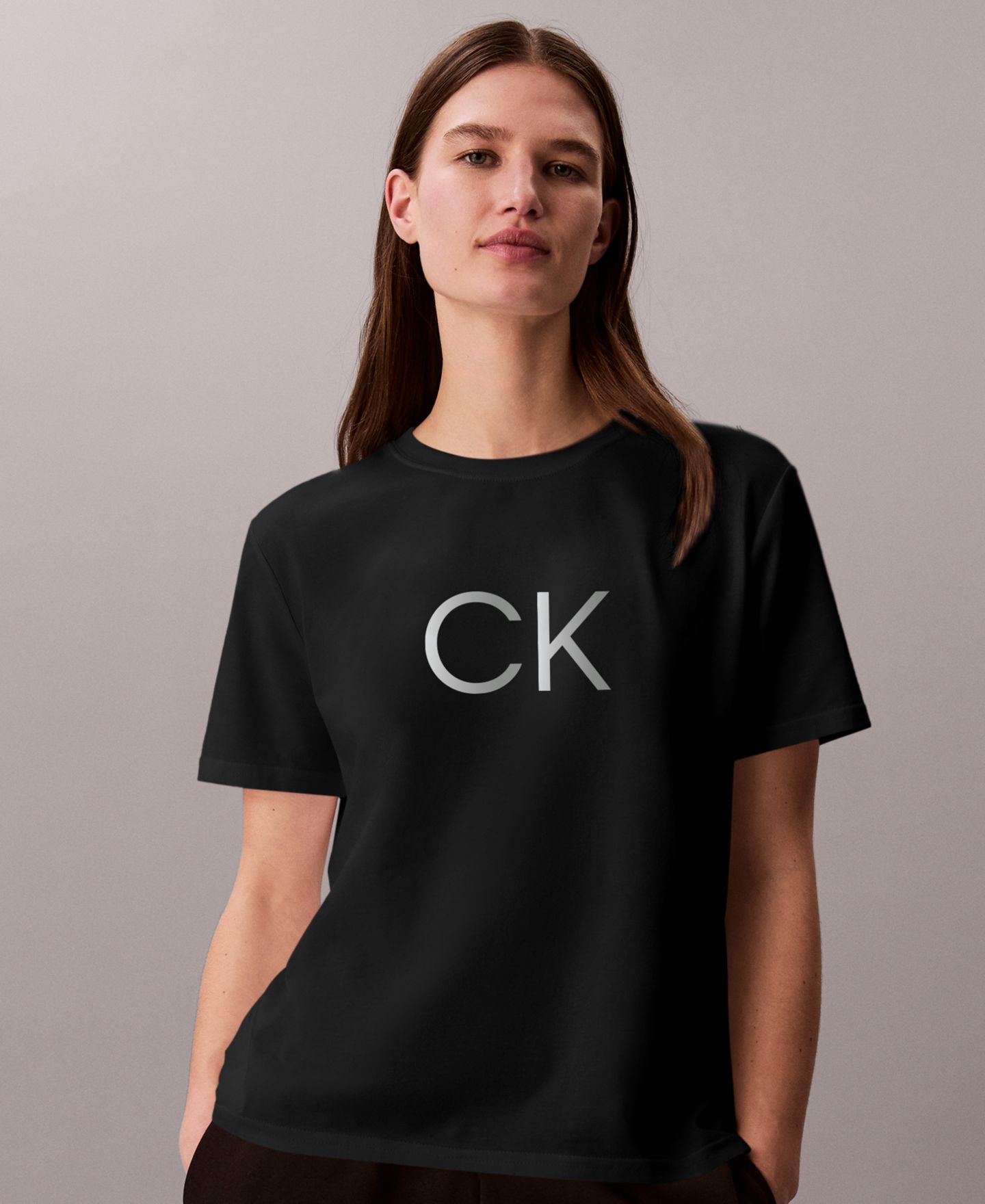 Женская футболка Calvin Klein Performance Classic Fit Crewneck Short-Sleeve T-Shirt, цвет: Чёрный — фото 3
