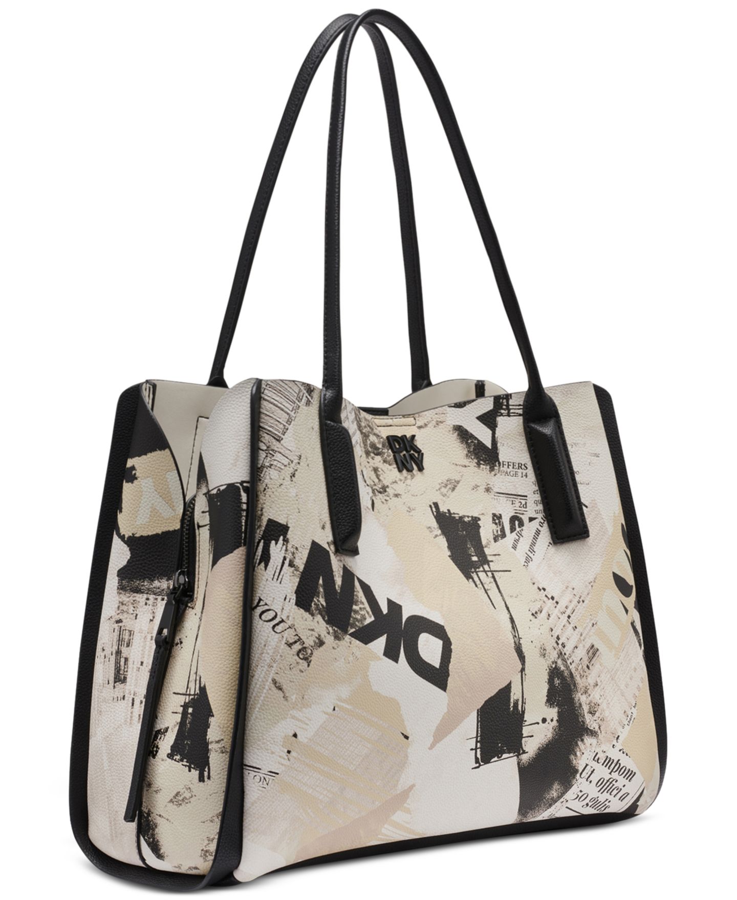 Женская сумка DKNY Josie Large Laptop-Compatible Tote Handbag, цвет: Белый / Чёрный — фото 3
