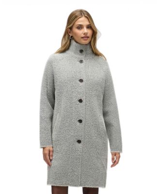 Women's Eyelash Raglan Sleeve Coatigan with Stand Collar