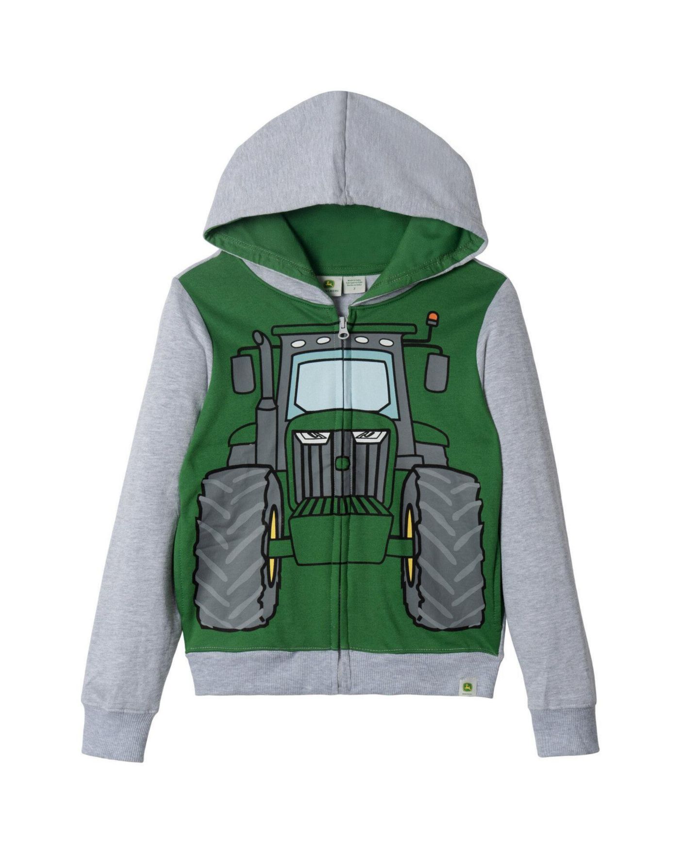Худи John Deere Full-Zip Fleece для мальчиков-малышей, цвет: Зелёный меланжевый серый — фото 1