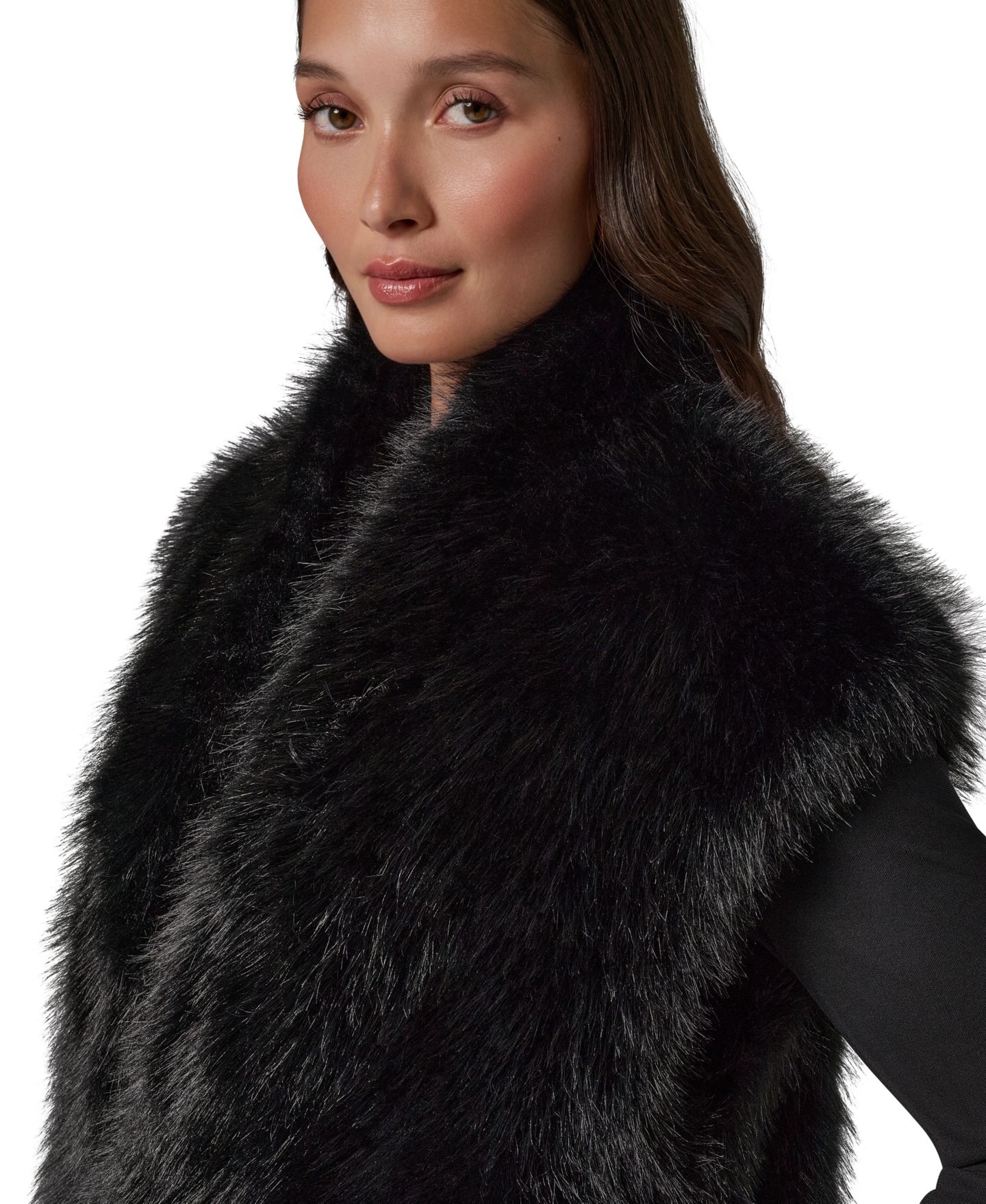 Женская куртка Donna Karan New York Petite Faux Fur Sleeveless Lined Vest, цвет: Чёрный — фото 7