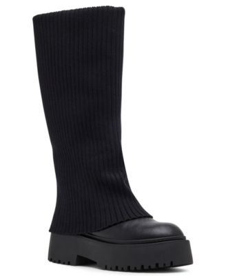 Women's Dilemma Fold-Over Knit Lug-Sole Tall Boots