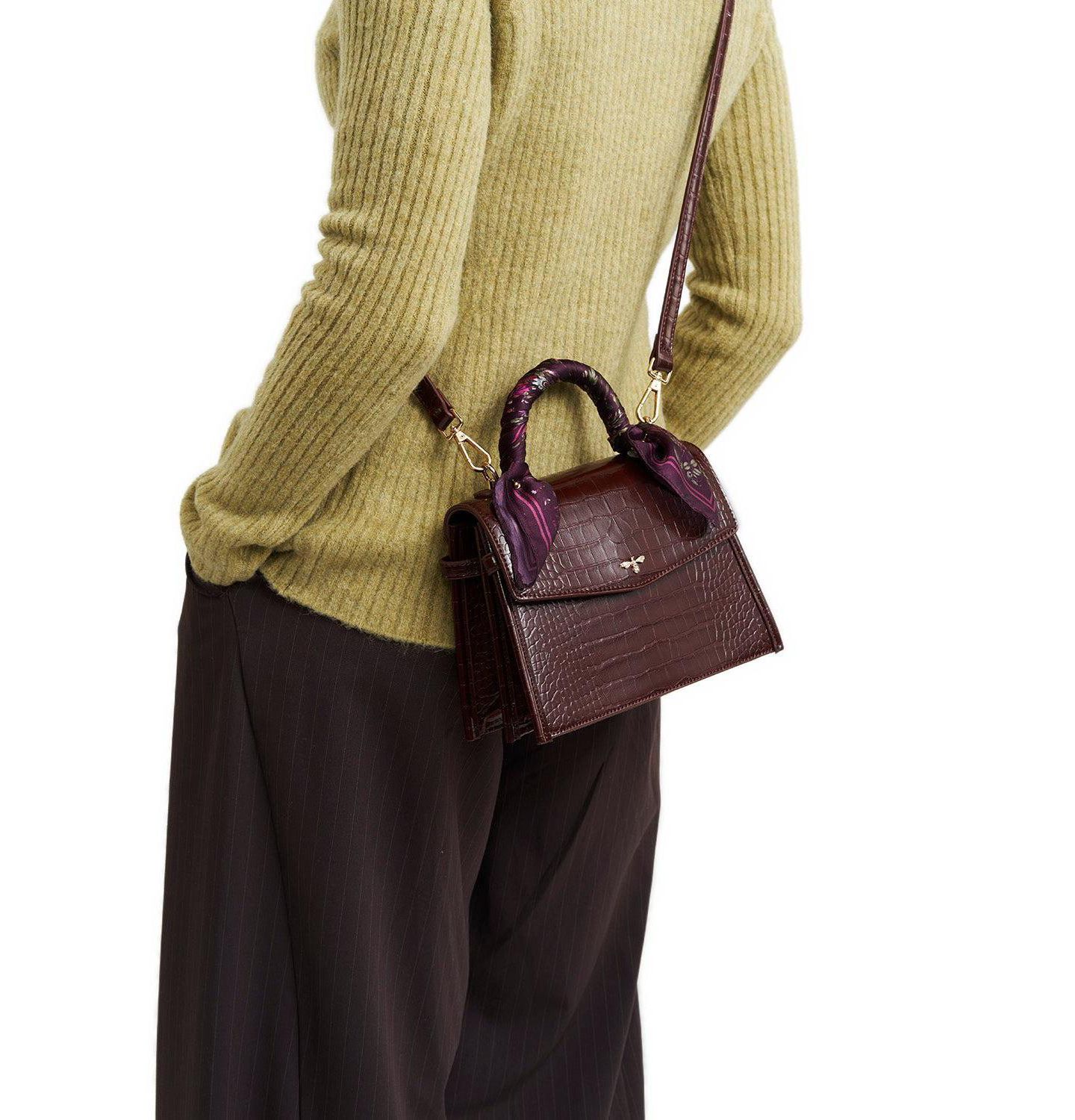 Женская сумка Fable England Eliza Small Top Handle, цвет: Бордовый — фото 2