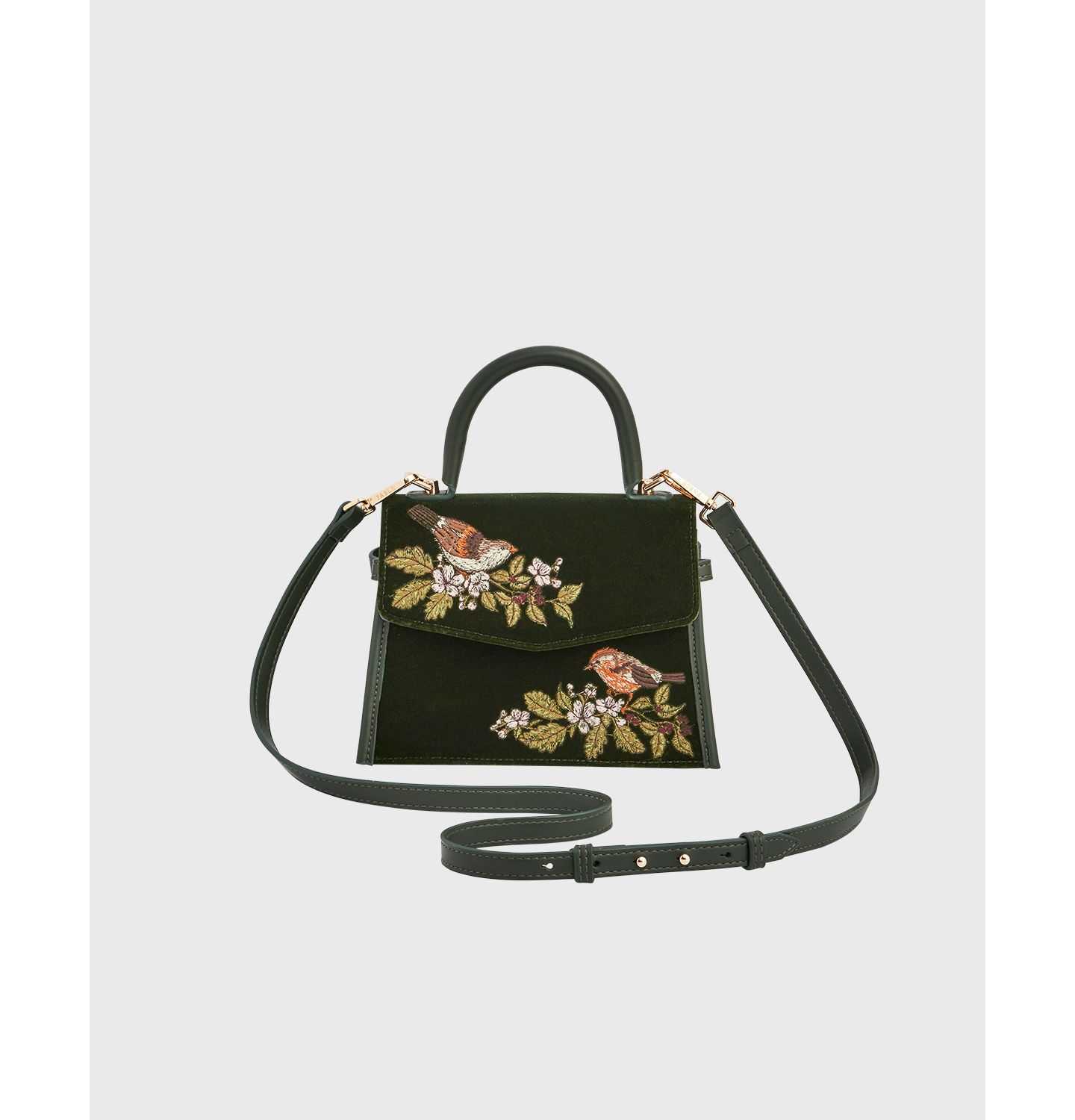Женская сумка Fable England Eliza Wren Embroidered Top handle, цвет: Зелёный — фото 4