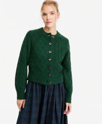 Women's Cable-Knit Crewneck Cardigan