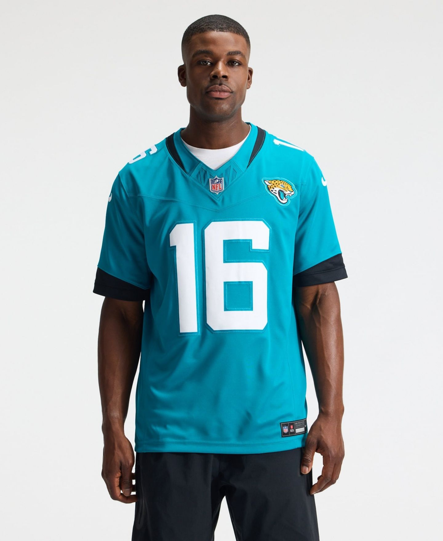 Мужской топ Nike Trevor Lawrence Teal Jacksonville Jaguars Vapor F.U.S.E. Stitched Limited Jersey — фото 5