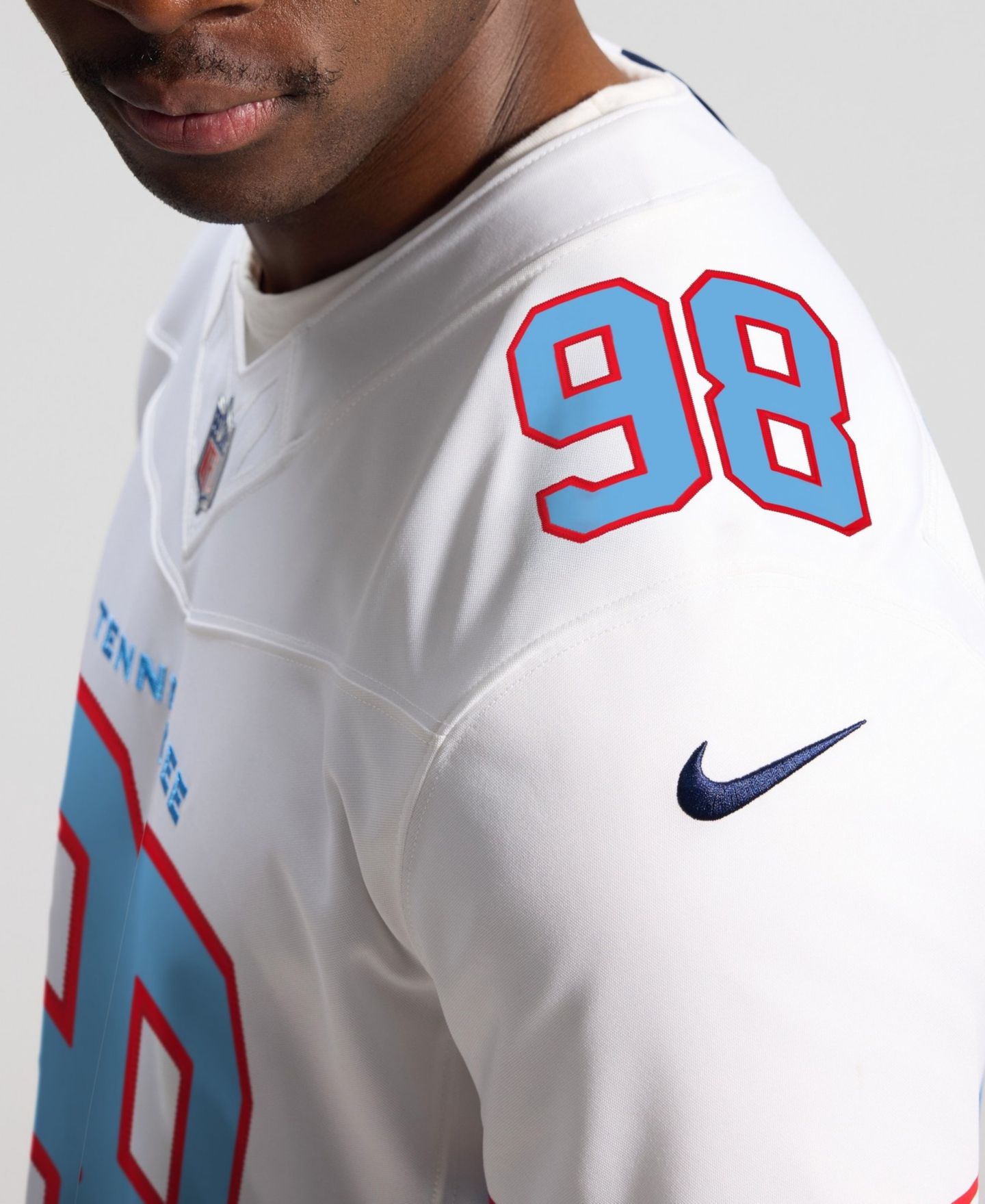 Мужской топ Nike Jeffery Simmons White Tennessee Titans Vapor F.U.S.E. Sewn Down Limited Jersey — фото 8