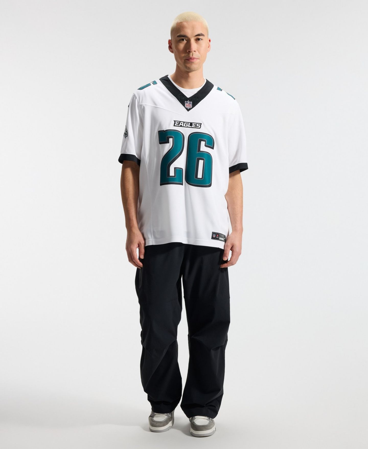 Мужской топ Nike Saquon Barkley White Philadelphia Eagles Vapor F.U.S.E. Stitched Limited Jersey — фото 2