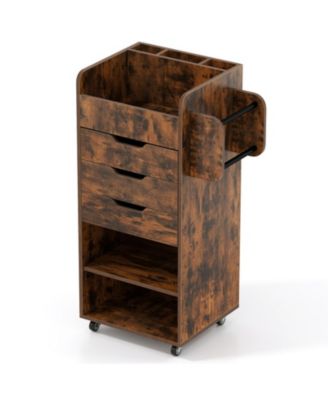 Mobile Wrapping Paper Organizer Cart with Adjustable Shelf and Drawers