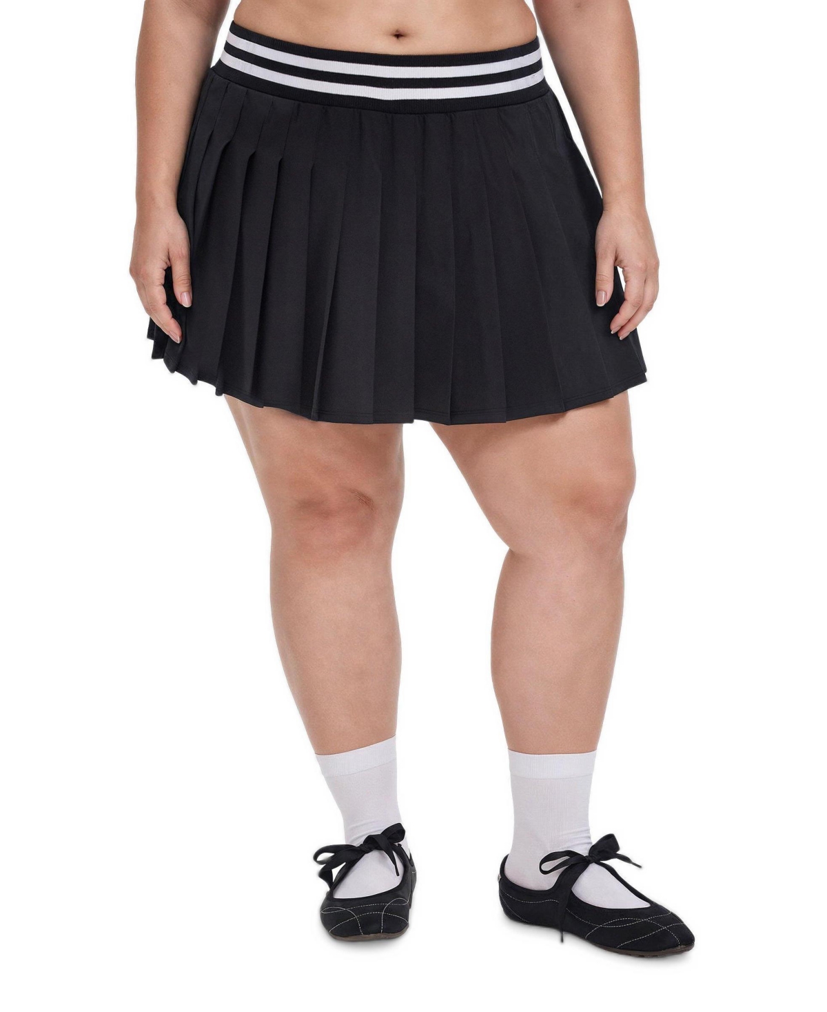 Torrid Plus Tru Stretch Woven Pleated Active Skirt With Bike Short