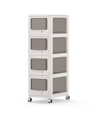 4-Tier Plastic Drawer Organizer Cart with Clear Fronts and Locking Wheels