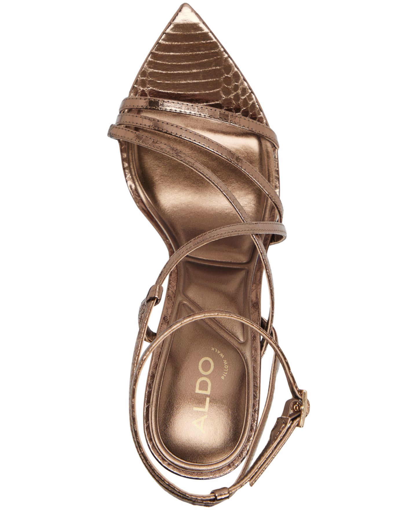 Женские сандалии ALDO Lissandra Stiletto Strappy Dress Sandals, цвет: Бронзовый змеиный — фото 4