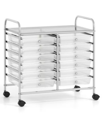 12-Drawer Rolling Storage Cart with Clear Drawers and Metal Frame