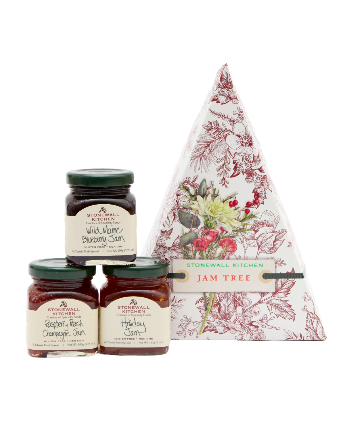 Stonewall Kitchen Holiday Jam Tree Gift Box, 3 Piece Set