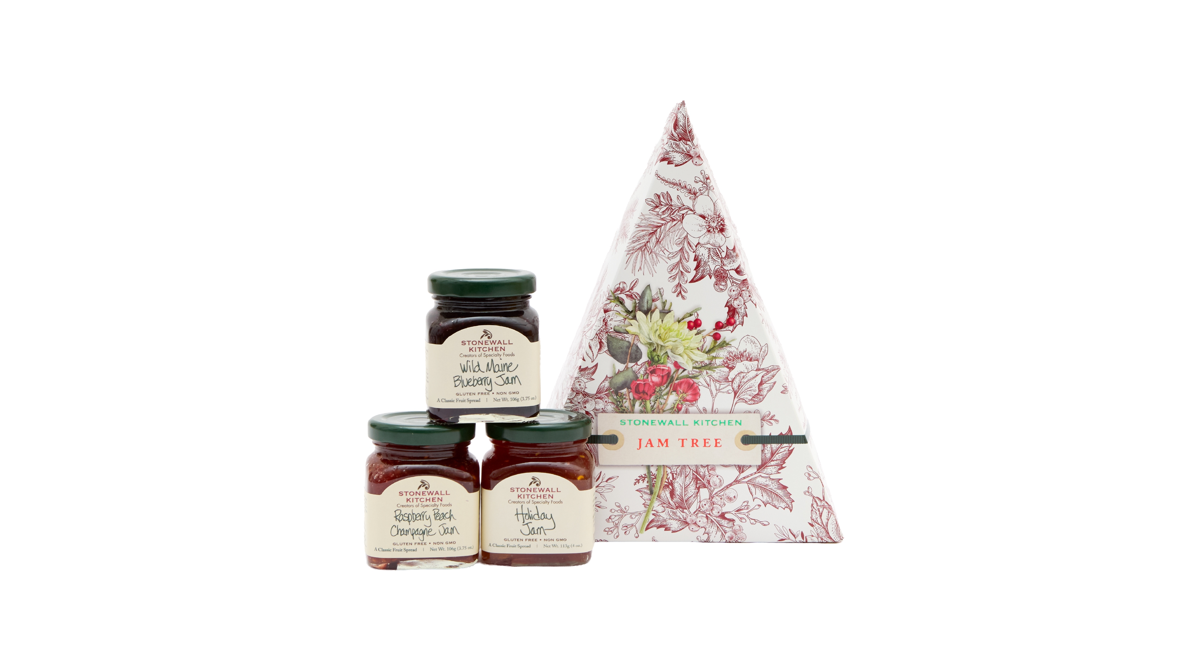 Stonewall Kitchen Holiday Jam Tree Gift Box, 3 Piece Set