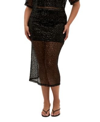 Plus Size Stardust Sequin Maxi Skirt