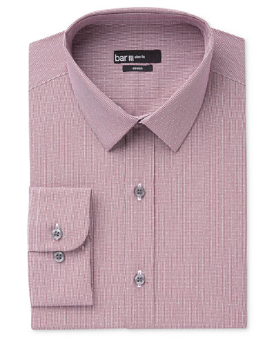 Bar III Men s Slim Fit Wine Dot Check Dress Shirt Only at Bar III Men s Slim Fit Wine Dot Check Dress Shirt Only at