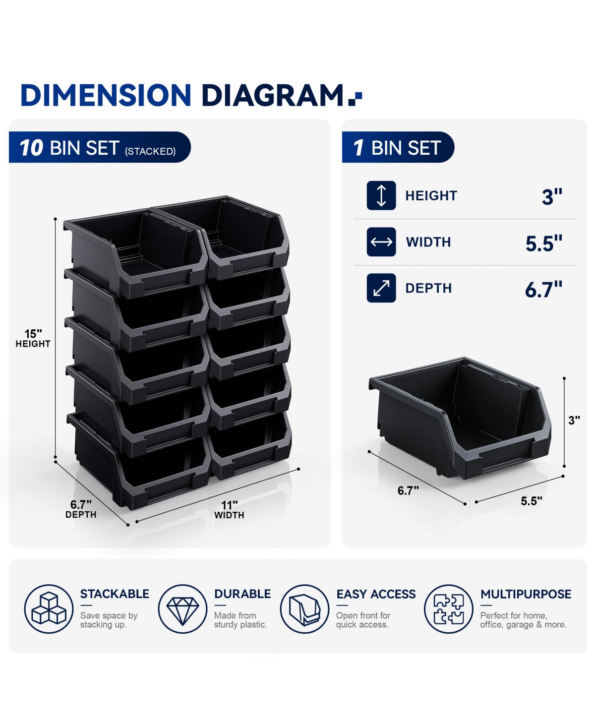 Sorbus Small Open Front Stackable Kitchen Storage Bin