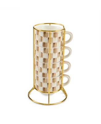 Mocha Check Cappuccino Cup Tower